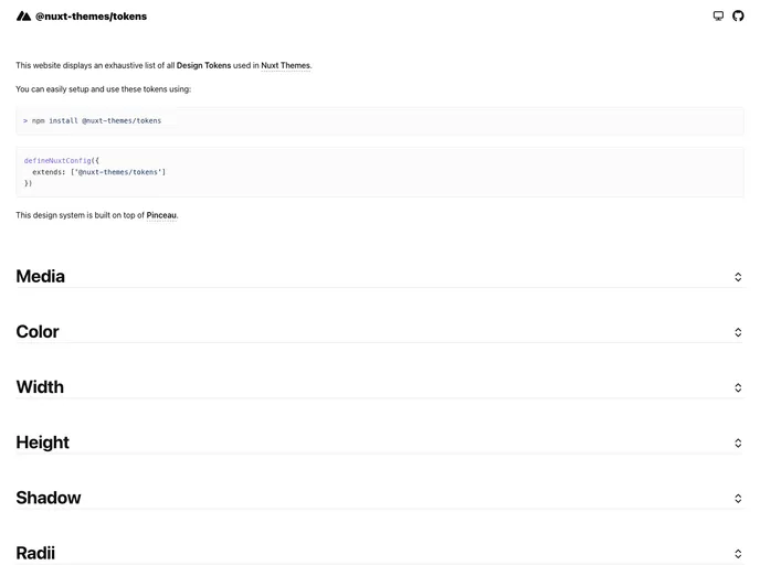 screenshot of Tokens