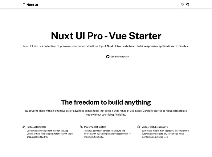 screenshot of Starter Vue