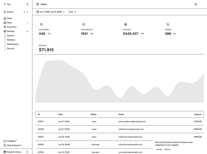 Dashboard Vue screenshot