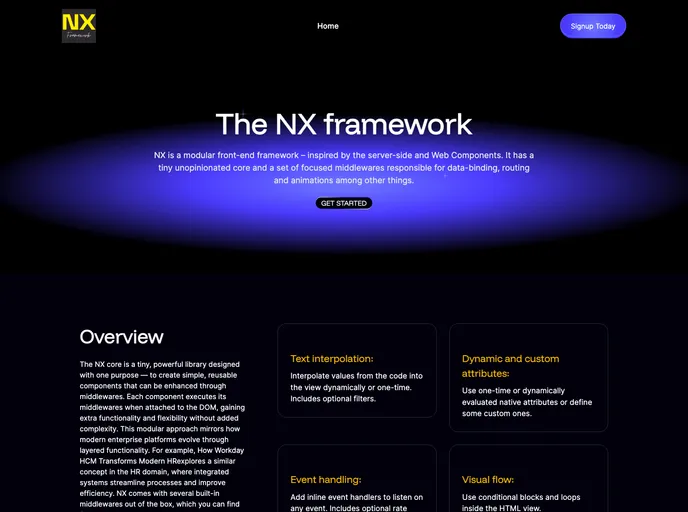 screenshot of Framework