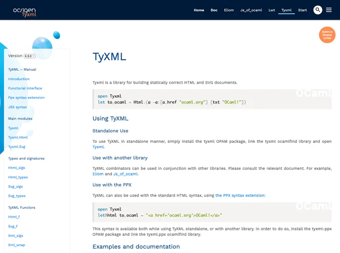 screenshot of Tyxml