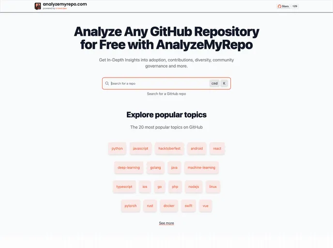 screenshot of Analyzemyrepo