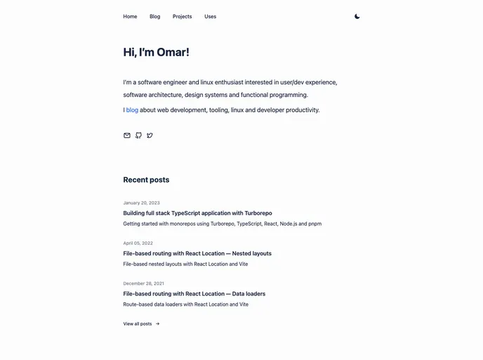 screenshot of Website