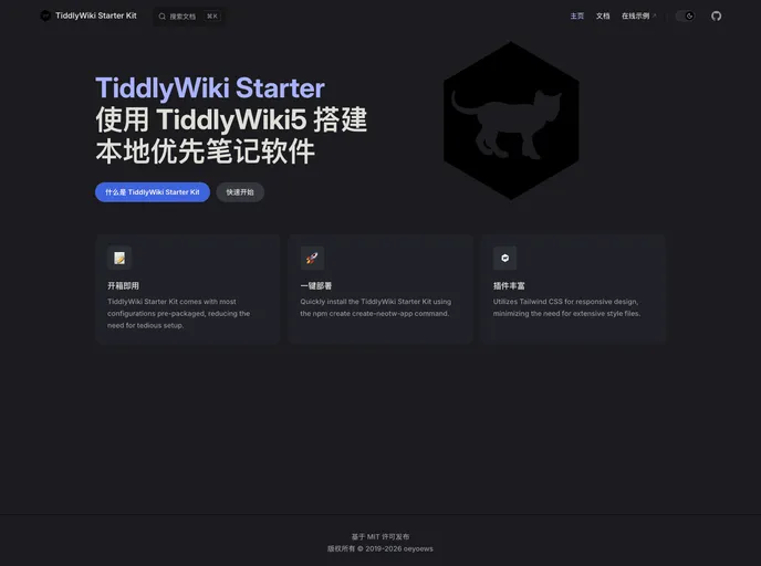 Tiddlywiki Starter Kit screenshot