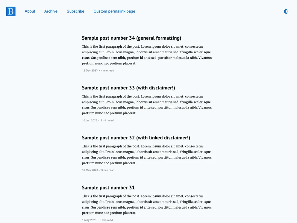 Eleventy Template Bliss screenshot