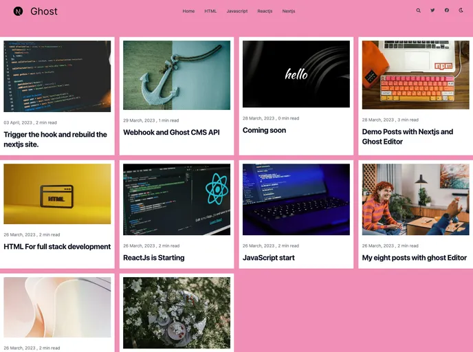 screenshot of Nextjsghostcms