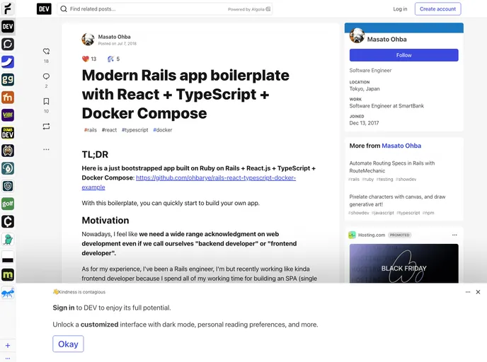 Rails React Typescript Docker Example screenshot