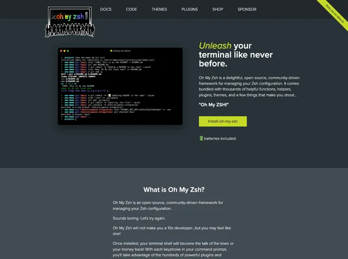 screenshot of Ohmyzsh