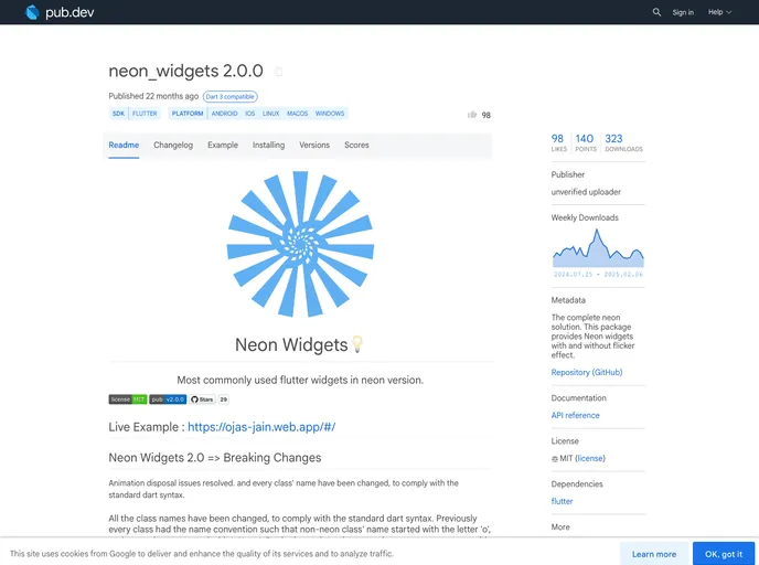screenshot of Neon_widgets_flutter