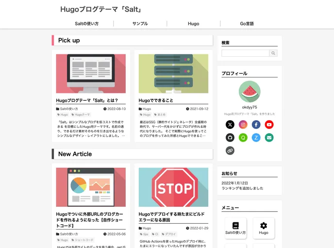 screenshot of Hugo Theme Salt