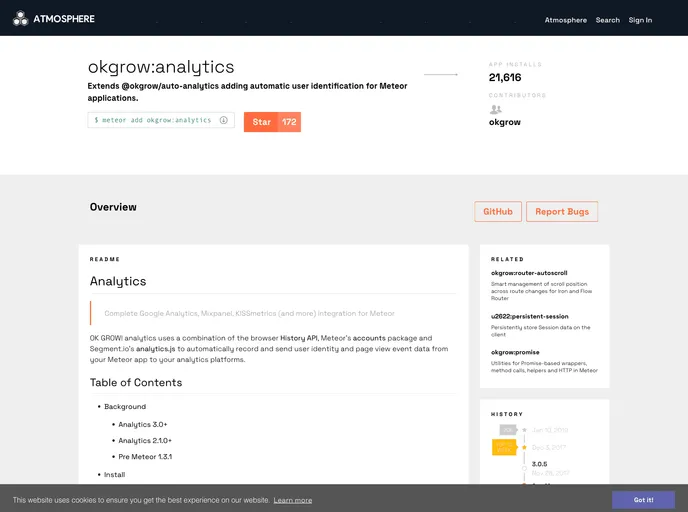 screenshot of Analytics