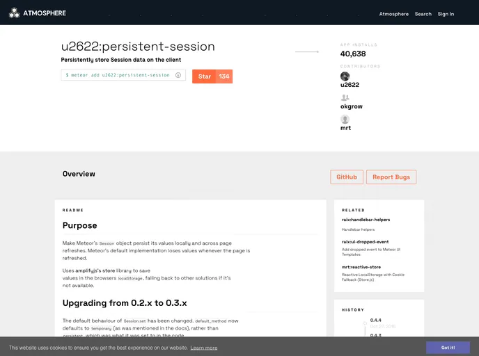 screenshot of Meteor Persistent Session