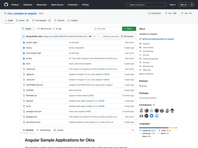 screenshot of Samples Js Angular