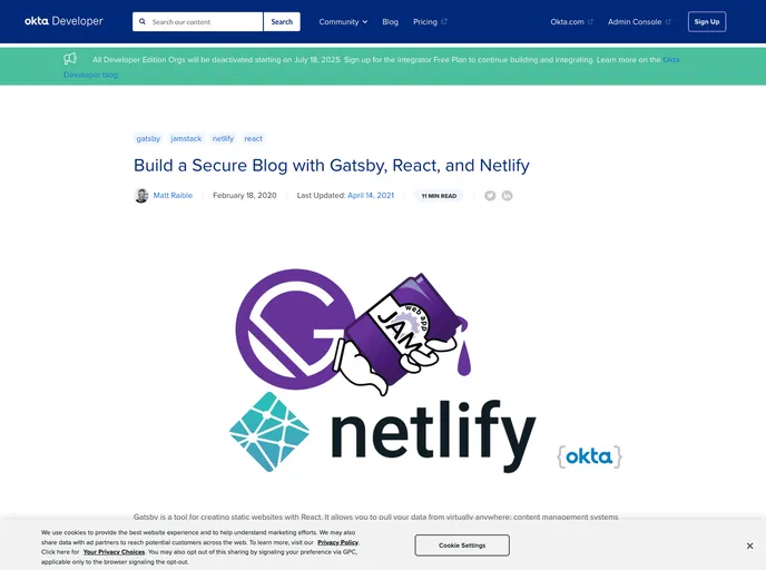 screenshot of Gatsby Netlify Okta Example