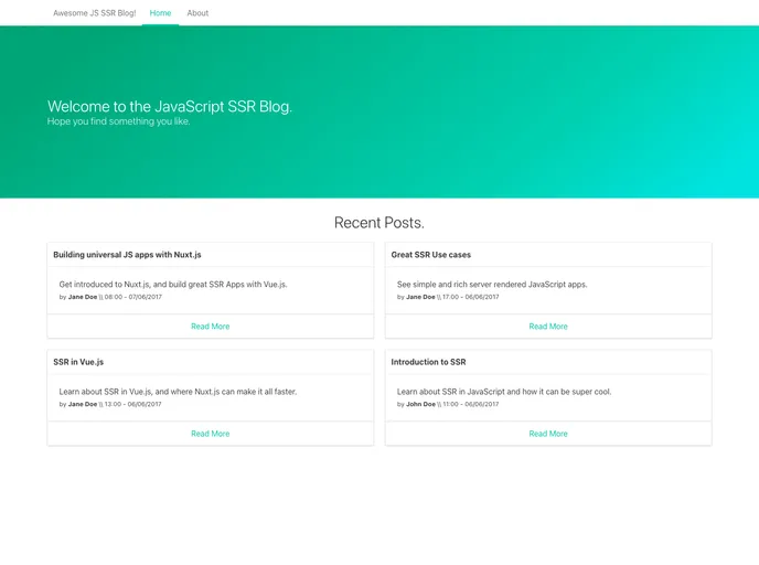 screenshot of Nuxt Ssr Blog
