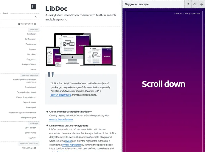 screenshot of Jekyll LibDoc