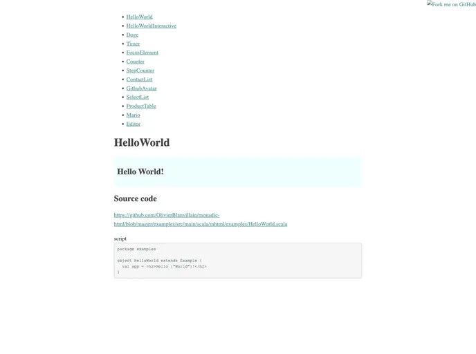 screenshot of Monadic Html