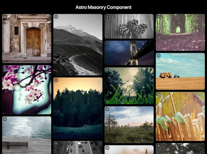 screenshot of Astro Masonry