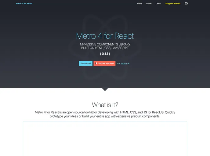 screenshot of Metro4 React