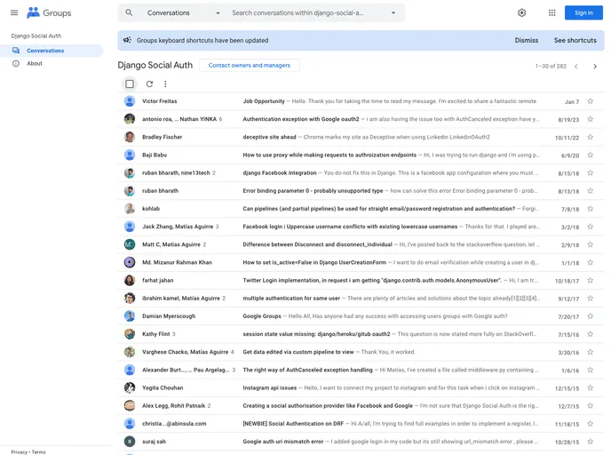 screenshot of Django Social Auth