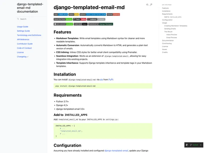 screenshot of Django Templated Email Md