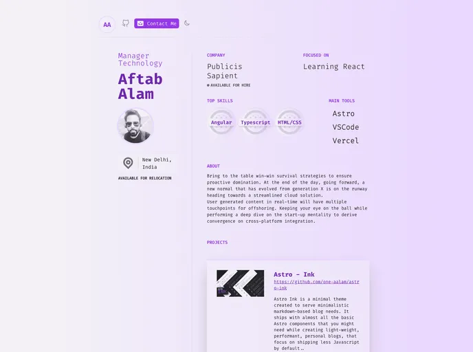 screenshot of Astro Me