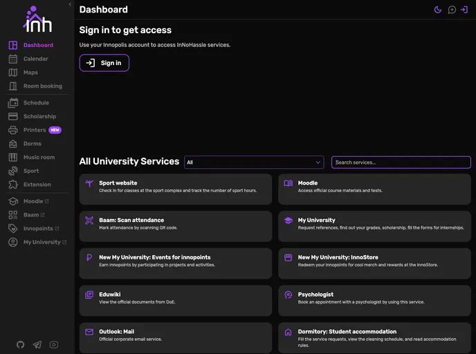 screenshot of Website