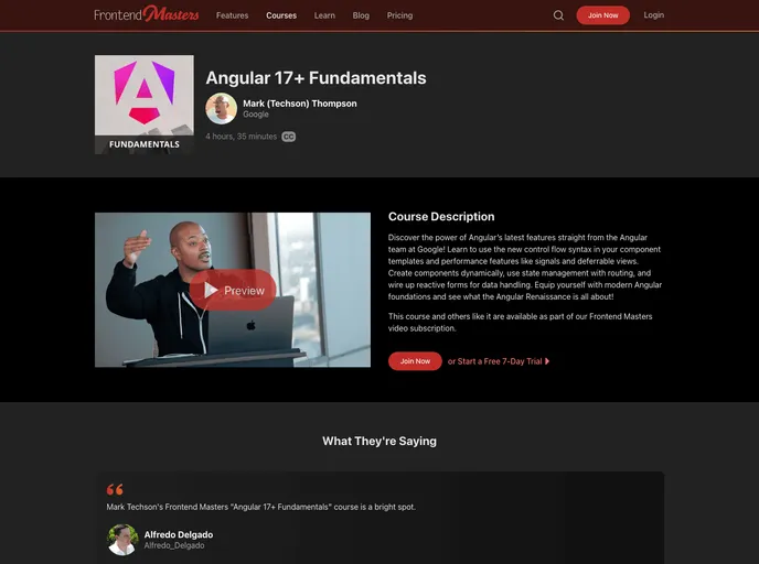 screenshot of Angular13 Fundamentals Workshop