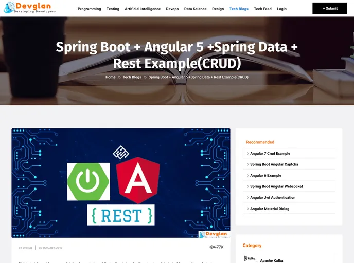 screenshot of Spring Boot Angular5
