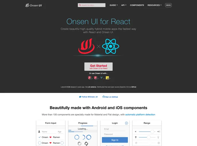 screenshot of React Onsenui