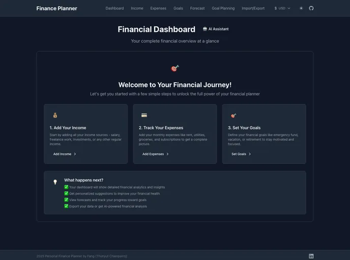 screenshot of Personal Finance Planner