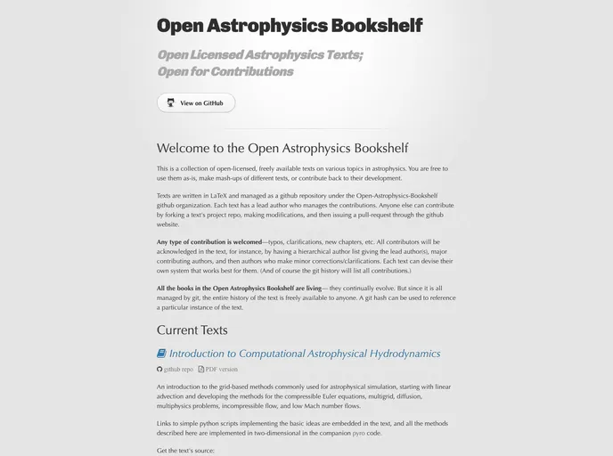 screenshot of Open Astrophysics Bookshelf.github.io