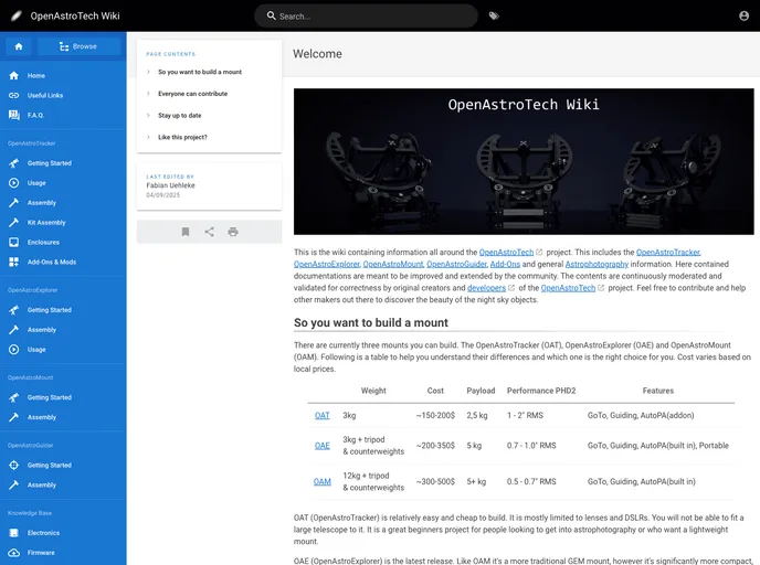 screenshot of OpenAstroTracker Firmware