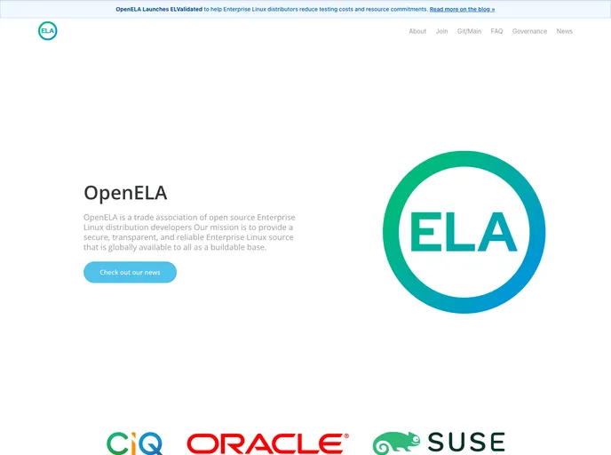 screenshot of Openela.org
