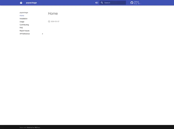 screenshot of Cookiecutter Pypackage