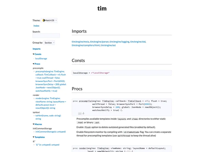 screenshot of Tim