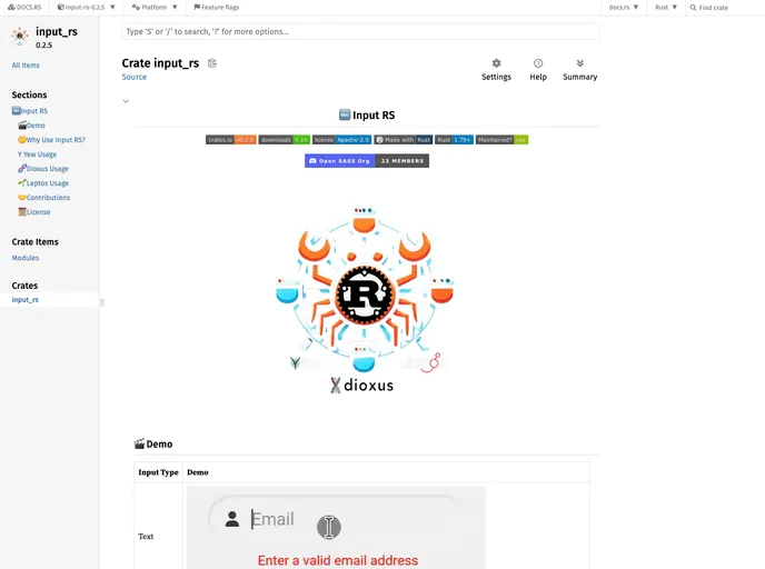 screenshot of Input Rs