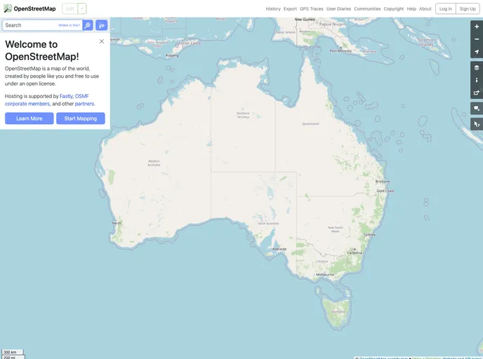 screenshot of Openstreetmap Website