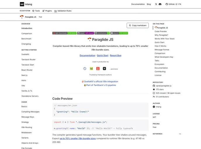 Paraglide Js screenshot
