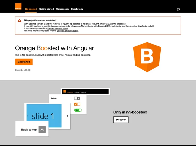 screenshot of Orange Boosted Angular