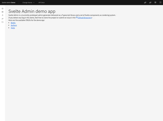 screenshot of SvelteAdmin