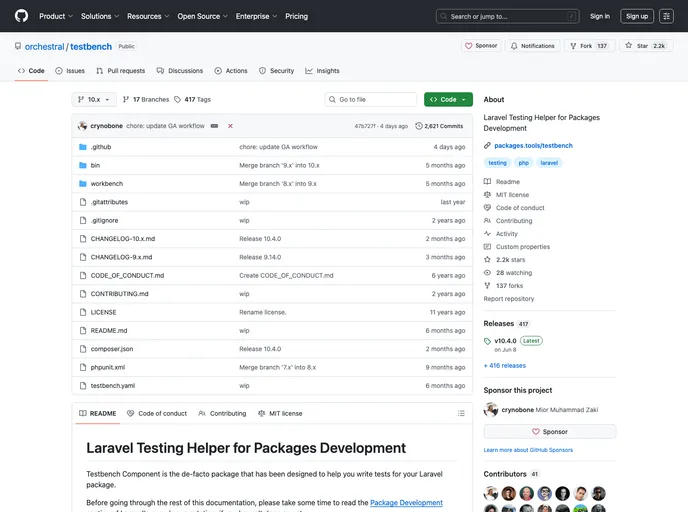 screenshot of Testbench Core