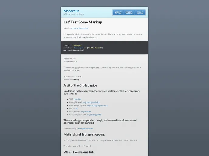 screenshot of Modernist