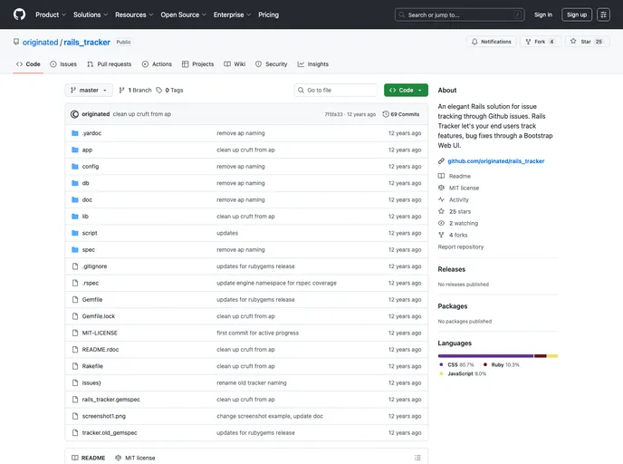 screenshot of Rails_tracker