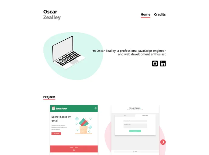 screenshot of Personal Site