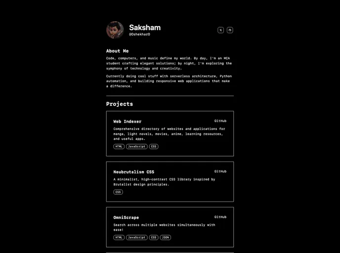 screenshot of Oshekharo.github.io