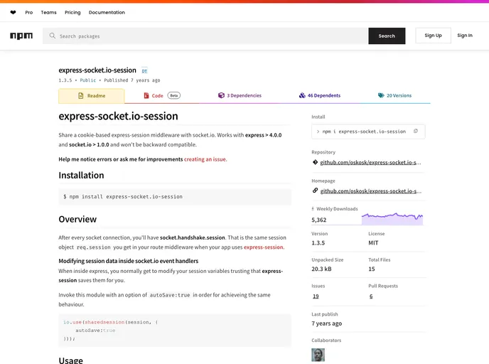 screenshot of Express Socket.io Session