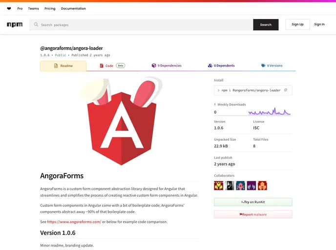 screenshot of Angora Forms