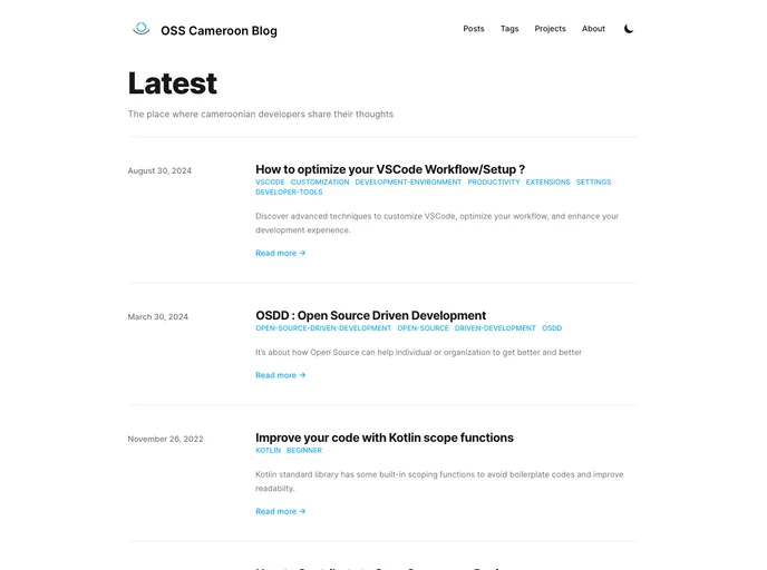 screenshot of Osscameroon Blog