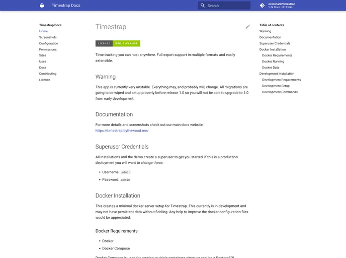 Timestrap screenshot